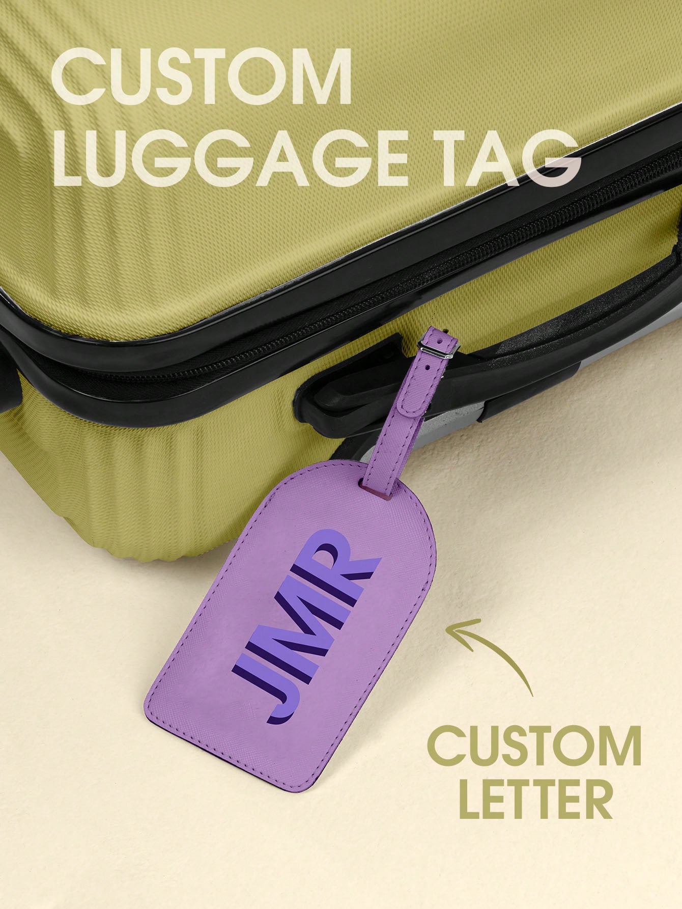 Travel Accessories And Bags - パーソナライズされたイニシャルラゲッジタグ カスタムレターPUレザー旅行バッグタグ UVプリントスーツケースIDラベル 旅行ギフト 女性男性向け