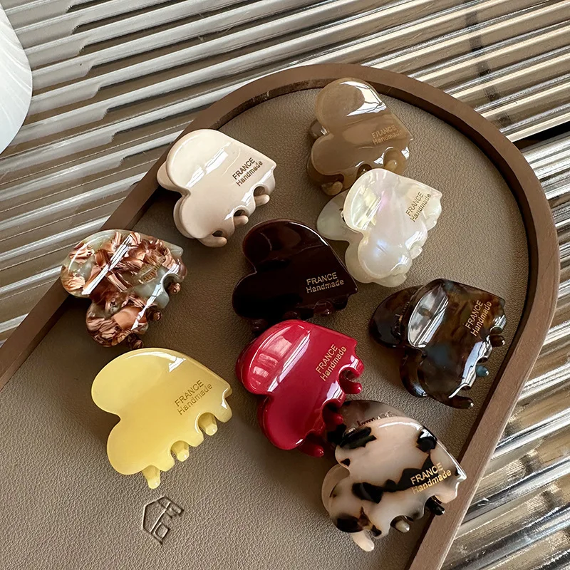 Travel Accessories For Girls - 小さなヘアクローアセテートヘアクラブかわいいハート型ヘアクリップ子供女性女の子用ヘアアクセサリーヘアピンクリップ 3.5 センチメートル