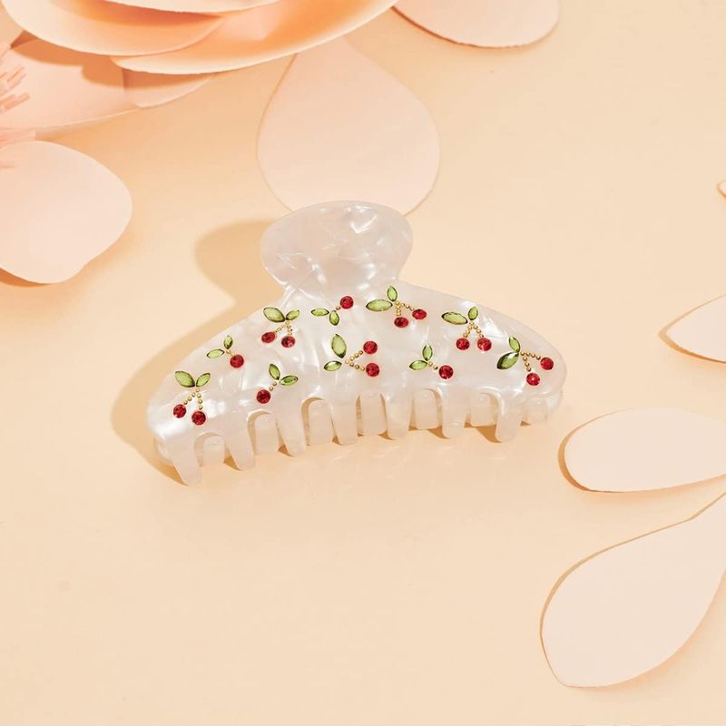 Quality Travel Accessories - 1個のチェリーヘアクリップ、ラインストーン、甘い気質、レトロ、軽い高級感、編み込みヘア、シャーククリップ、小さな新鮮なヘアアクセサリー