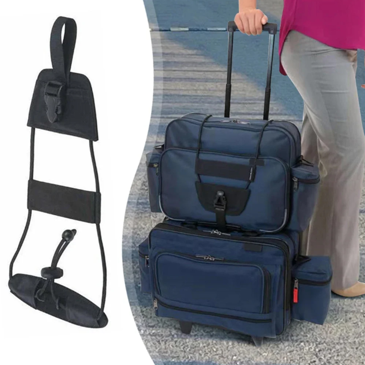 Luggage Strap Belt - 旅行用荷物接続ストラップ、スーツケースのハンドルに小型バッグやバックパックを取り付けるための頑丈なナイロンバッグホルダーベルト