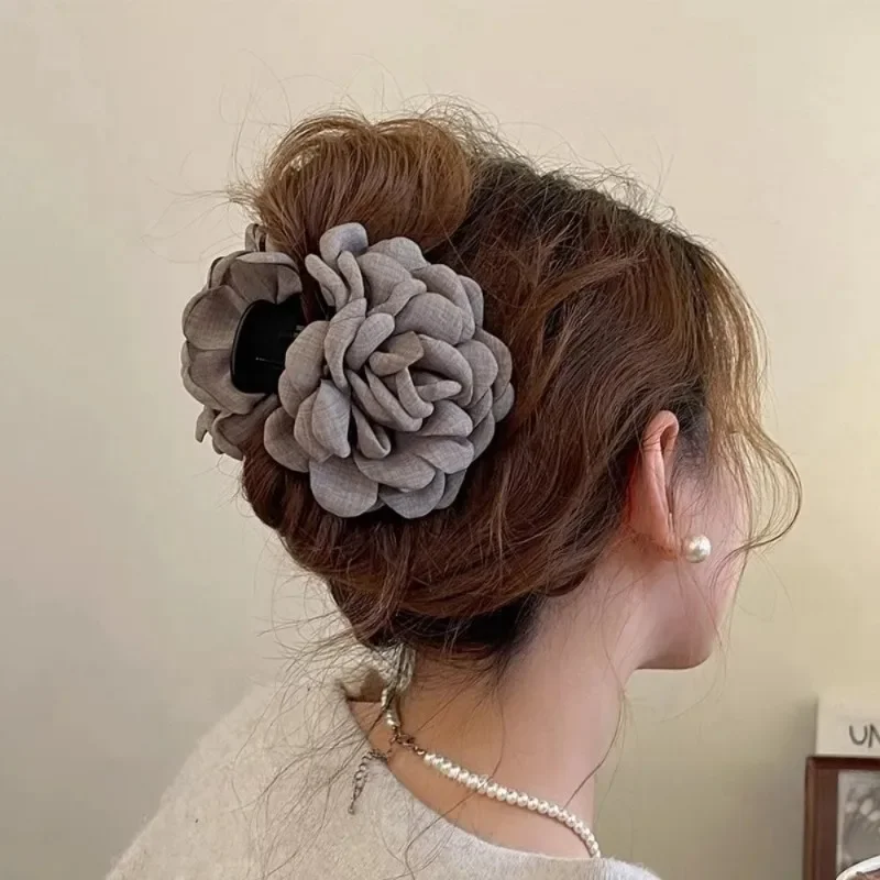 Travel Accessories For Girls - フランス生地ローズフラワー髪爪クリップ女性女の子毛クリップバレッタヘアピンヘアクランプ帽子ヘアアクセサリー