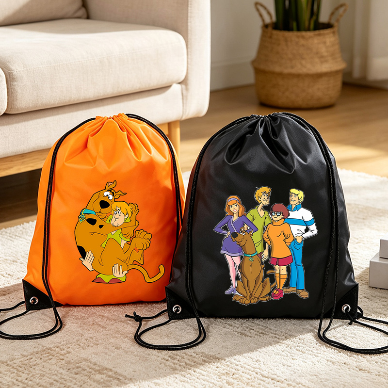 Travel Accessories And Bags - スクービードゥー巾着収納袋クールな漫画犬ポケットバックパックポリエステルかわいいアニメプリント軽量トラベルオーガナイザーバッグ