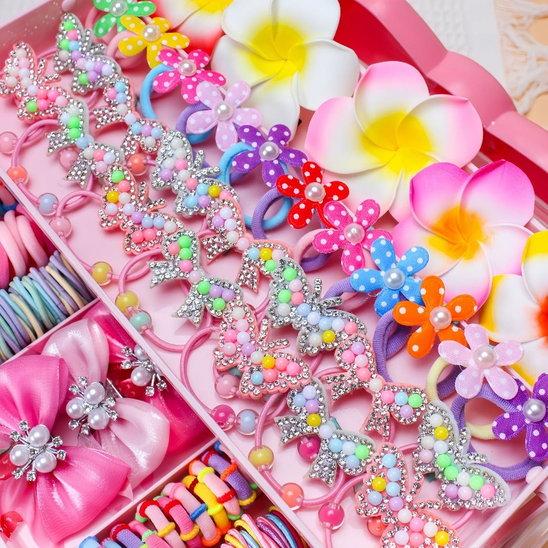 546 個の弓高弾性ヘアアクセサリーセット髪を傷つけないカラ - Travel Accessories For Girls のレビューと価格