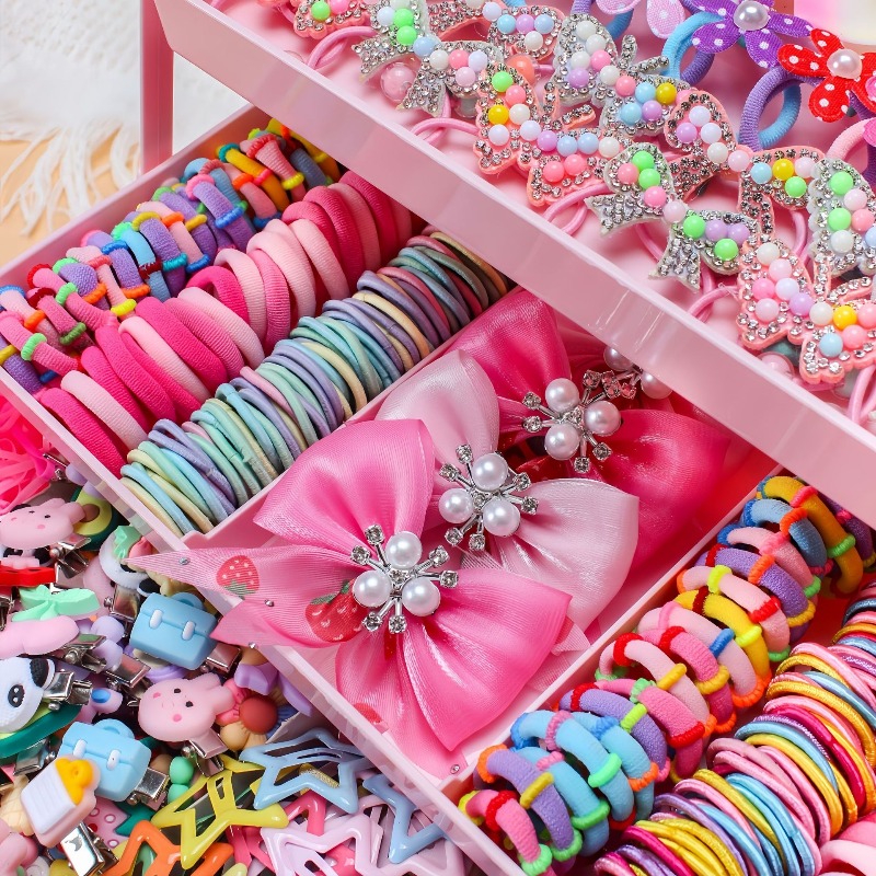 546 個の弓高弾性ヘアアクセサリーセット髪を傷つけないカラ - Travel Accessories For Girls のレビューと価格
