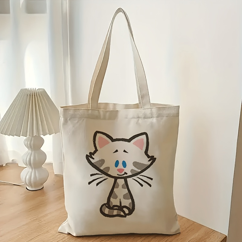 1ピース片面大容量折りたたみトートバッグ、かわいい猫柄付き- - Quality Travel Accessories のレビューと価格