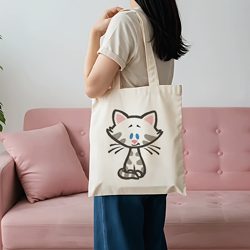 1ピース片面大容量折りたたみトートバッグ、かわいい猫柄付き- - Quality Travel Accessories のレビューと価格