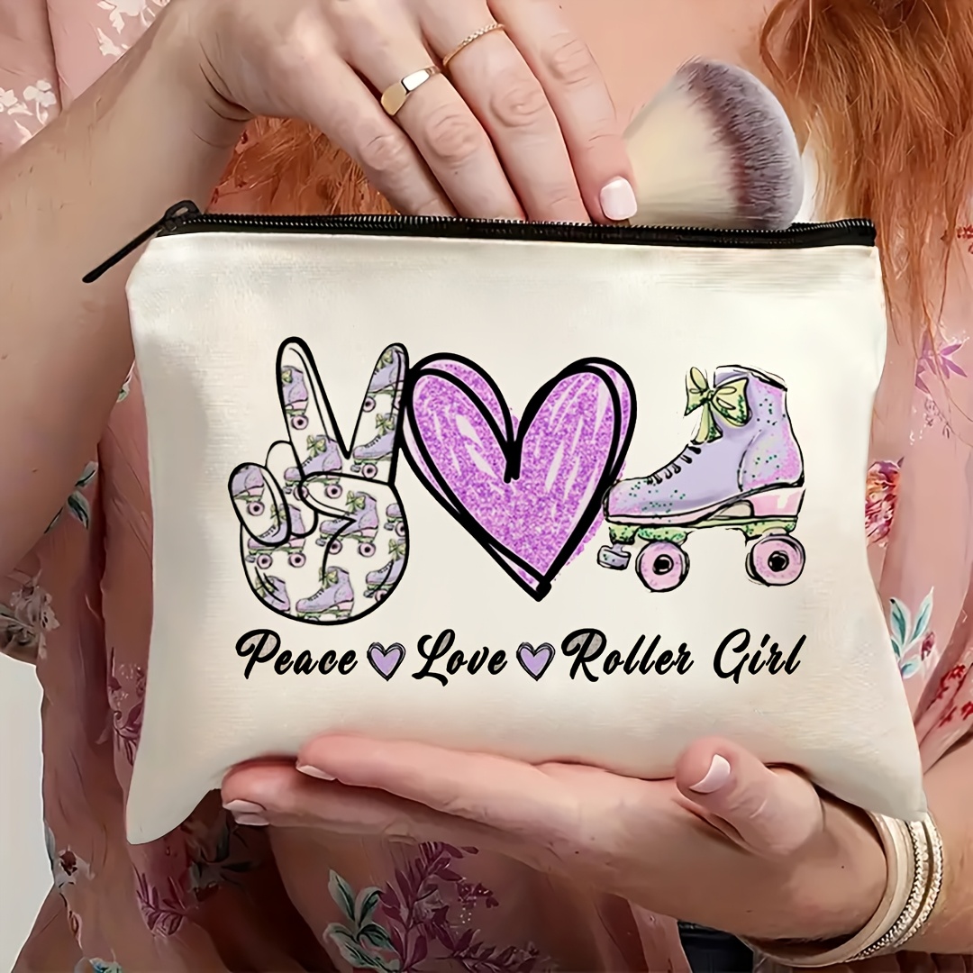 1個入り ピース、ラブ＆ローラースケートガール レトロデザイ - Travel Accessories For Girls のレビューと価格