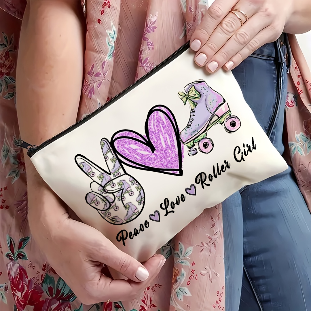 1個入り ピース、ラブ＆ローラースケートガール レトロデザイ - Travel Accessories For Girls のレビューと価格
