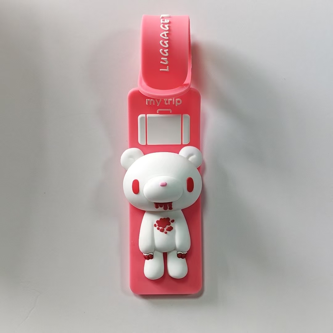 かわいい漫画のクマのシリコン製荷物タグ、紛失防止スーツケース - Luggage Strap Belt のレビューと価格