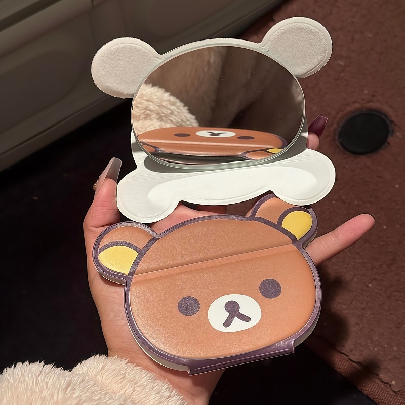 リラックマ折りたたみ化粧鏡かわいいシンプルなポータブル手持ち - Travel Accessories For Girls のレビューと価格