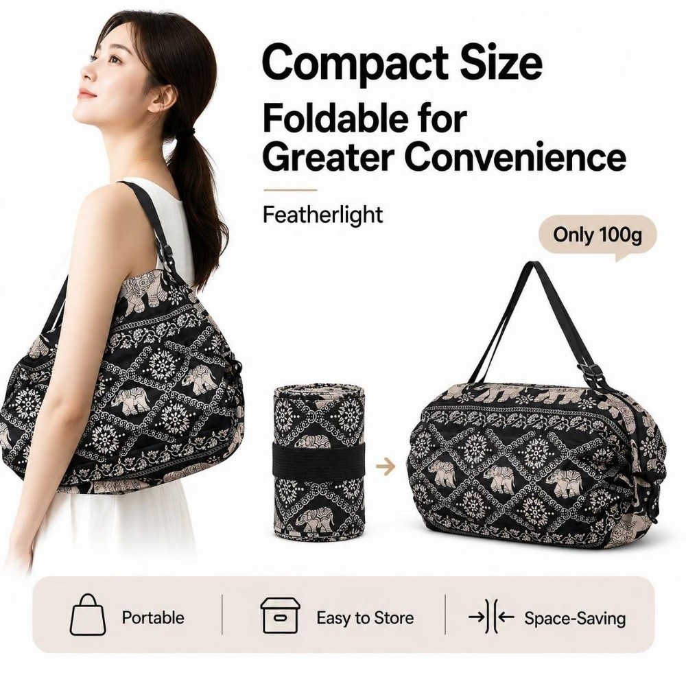 日本製大容量ショッピングバッグ、ハンドル付き、防水、折りたた - Travel Accessories Market のレビューと価格